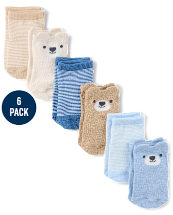 Baby Boys Bear Midi Socks 6-Pack