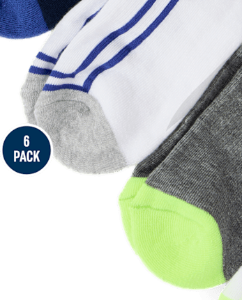 Boys Colorblock Cushioned Ankle Socks 6-Pack