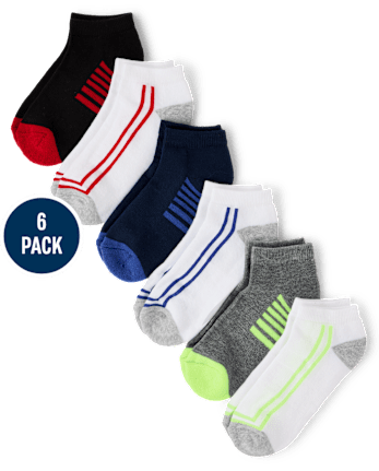 Boys Colorblock Cushioned Ankle Socks 6-Pack