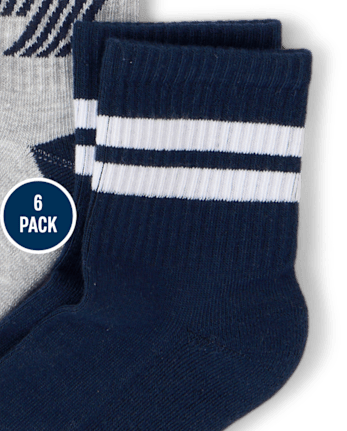 Boys Striped Cushioned Midi Socks 6-Pack