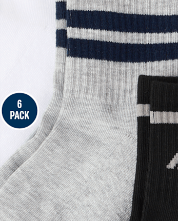 Boys Striped Cushioned Midi Socks 6-Pack