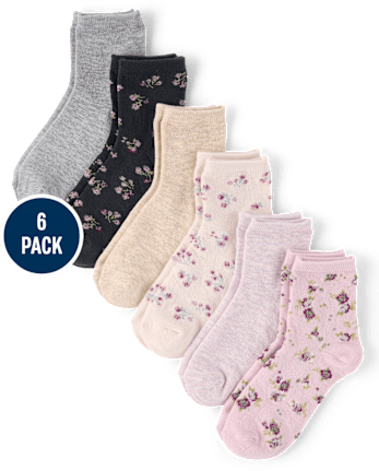 Girls Floral Midi Socks 6-Pack