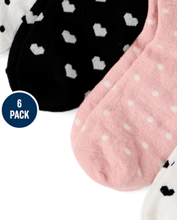Girls Heart Scalloped Midi Socks 6-Pack