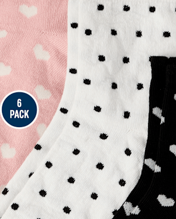 Girls Heart Scalloped Midi Socks 6-Pack