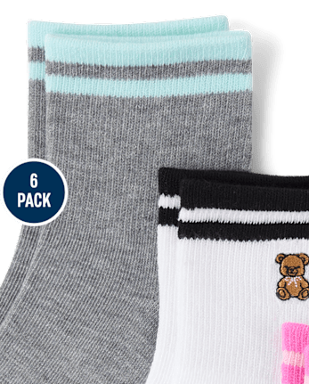 Girls Embroidered Cherry Midi Socks 6-Pack