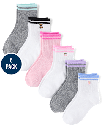 Girls Embroidered Cherry Midi Socks 6-Pack