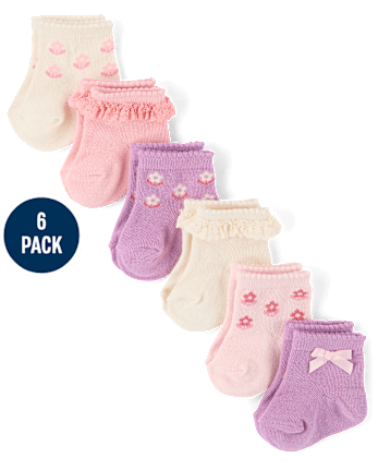 Baby Girls Floral Scalloped Midi Socks 6-Pack