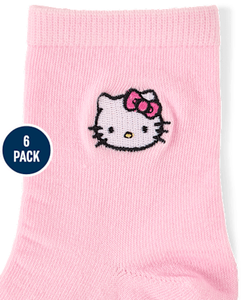 Girls Hello Kitty® Embroidered Midi Socks 6-Pack