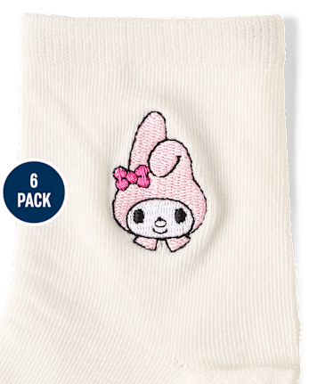 Girls Hello Kitty® Embroidered Midi Socks 6-Pack