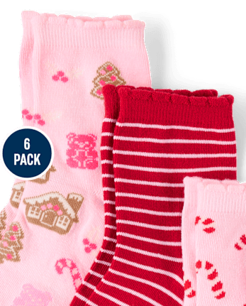 Girls Holiday Crew Socks 6-Pack - MULTI CLR
