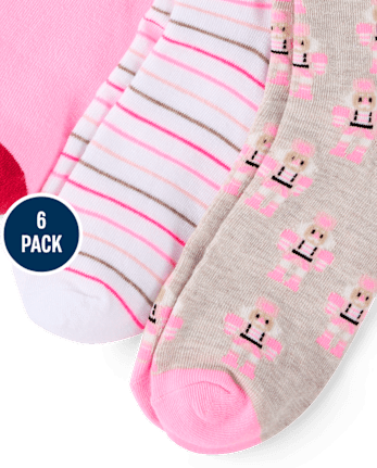 Girls Holiday Crew Socks 6-Pack - MULTI CLR