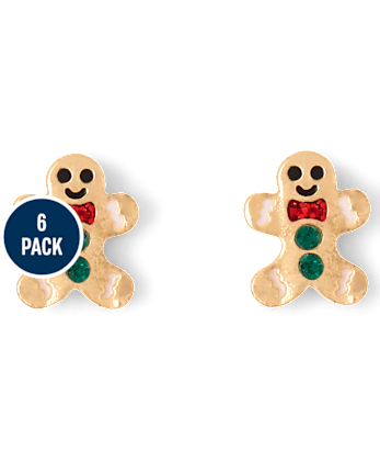 Girls Holiday Earrings 6-Pack - MULTI CLR
