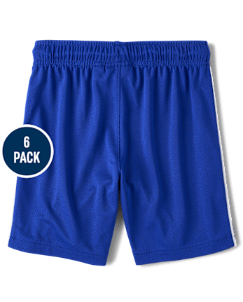 Kids Quick Dry Side Stripe Mesh Active Shorts 6-Pack