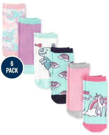 Toddler Girls Rainbow Midi Socks 6-Pack