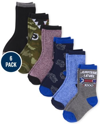 The Childrens Place Boys Big 6 Pack Novelty Graphic Midi Socks 