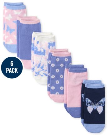 Girls Butterfly Ankle Socks 6-Pack
