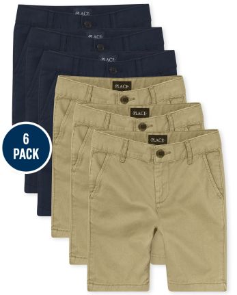 Boys Uniform Stretch Chino Shorts 6-Pack