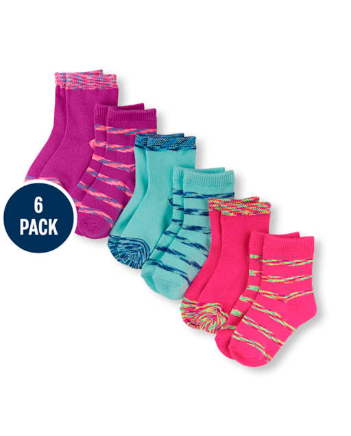 Calcetines midi súper suaves con tinte espacial para niñas pequeñas, paquete de 6
