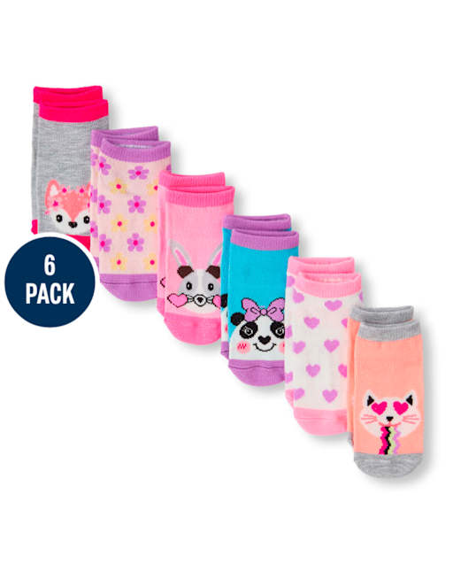 Toddler Girls Critter Ankle Socks 6-Pack