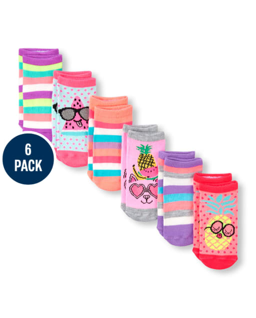 Calcetines tobilleros de frutas para niñas pequeñas, paquete de 6