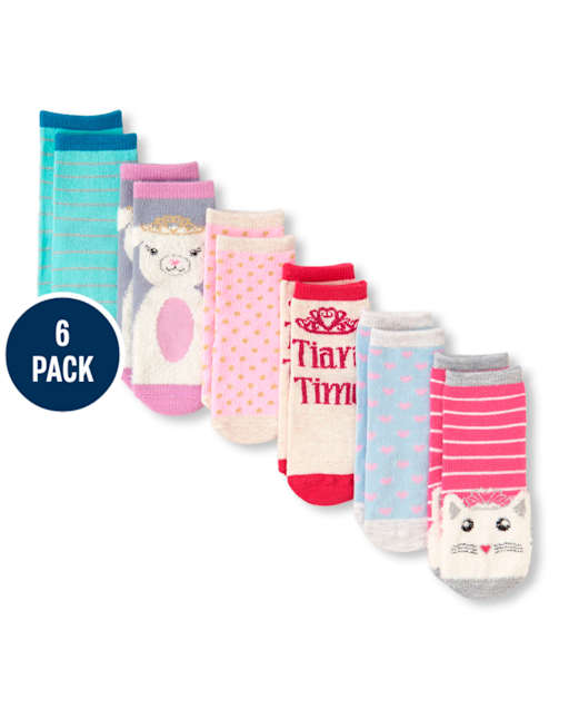 Paquete de 6 calcetines midi de princesa metalizados para niñas pequeñas