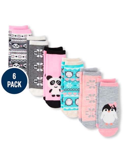 Paquete de 6 calcetines midi Fair Isle para niñas pequeñas