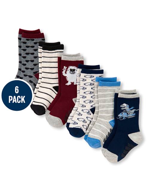 Paquete de 6 calcetines con diseño de dinosaurios para niños pequeños