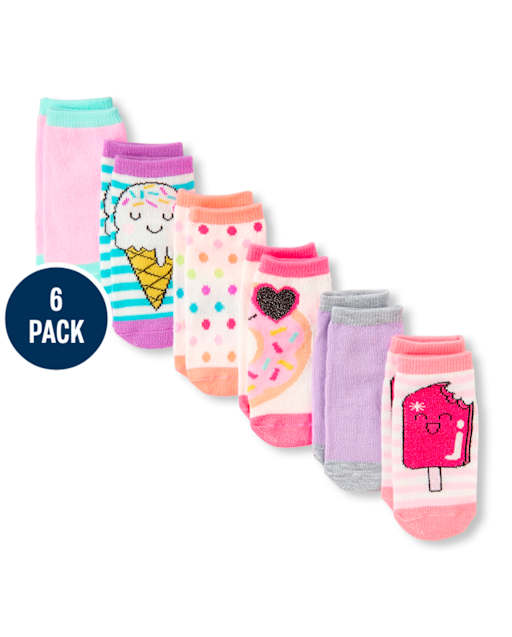 Calcetines tobilleros tipo donut para niñas pequeñas, paquete de 6