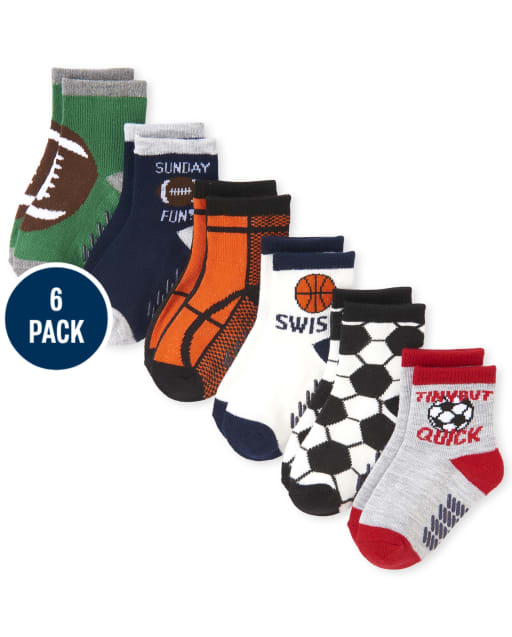 Lot de 6 chaussettes de sport mi-longues pour tout-petit garçon