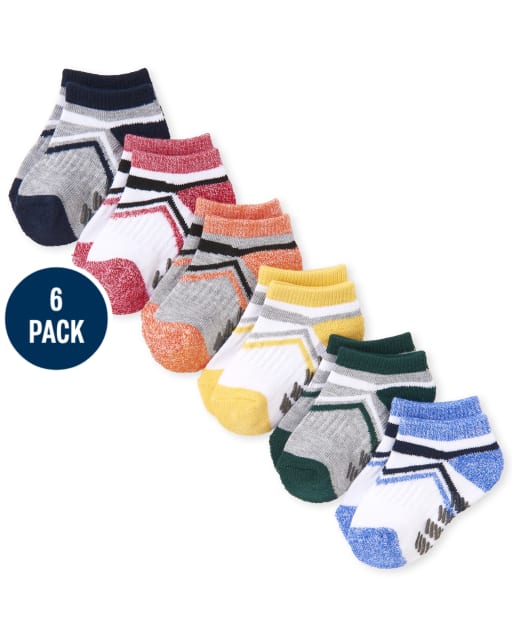 Lot de 6 socquettes de sport rayées pour tout-petit garçon