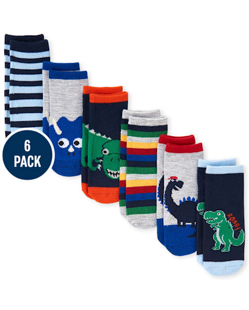 Toddler Boys Tiny Dino Midi Socks 6-Pack