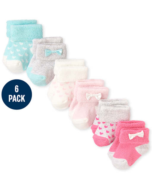 Baby Girls Heart Turn Cuff Socks 6-Pack