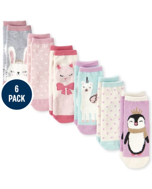 Paquete de 6 calcetines midi con purpurina para niñas pequeñas