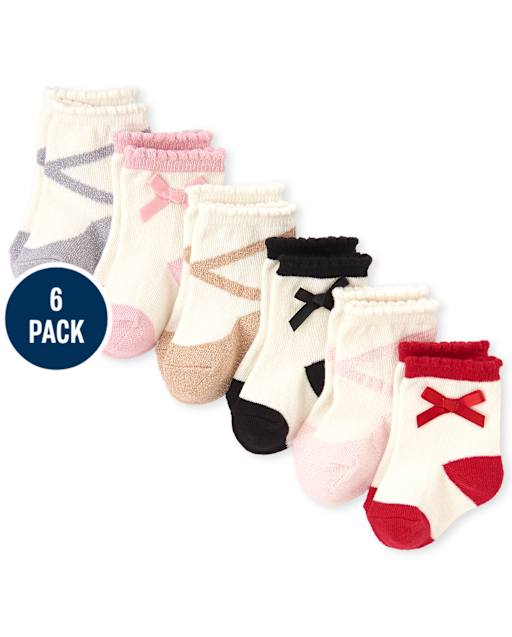 Baby Girls Glitter Bow Socks 6-Pack