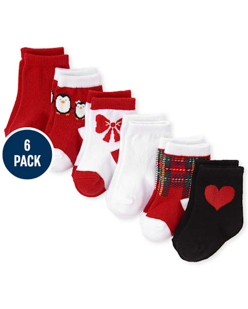 Baby Girls Penguin Socks 6-Pack