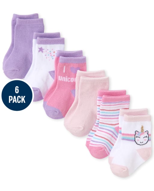 Lot de 6 chaussettes licorne pailletées pour bébé fille