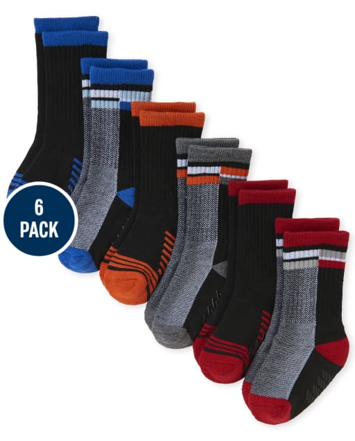 Baby And Toddler Boys Colorblock Crew Socks 6-Pack