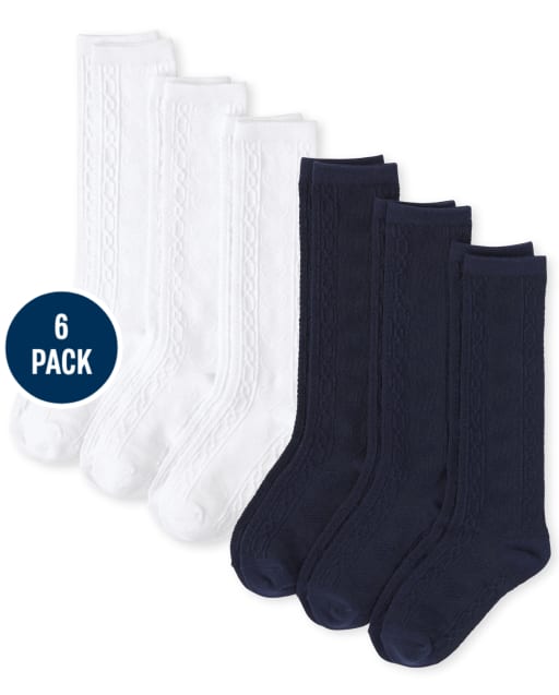 Girls Pointelle Knee Socks 6-Pack
