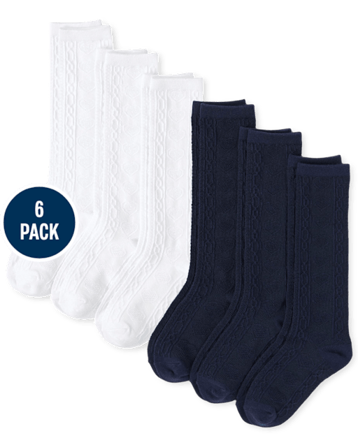 Girls Pointelle Knee Socks 6-Pack