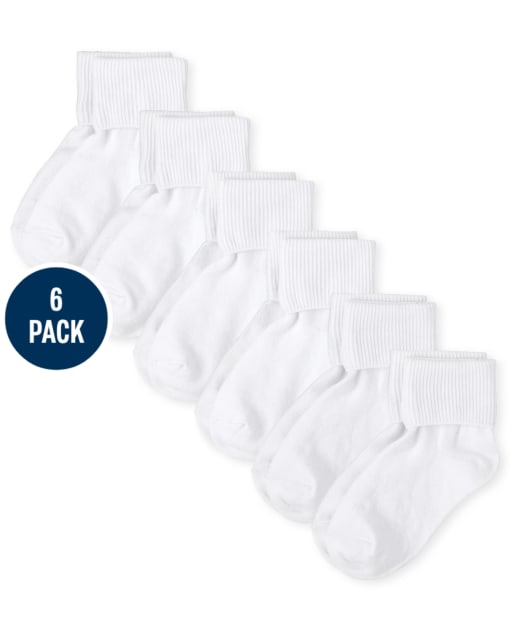 Paquete de 6 calcetines con puños vueltos para niñas