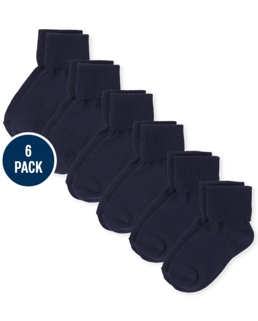 Paquete de 6 calcetines con puños vueltos para niñas