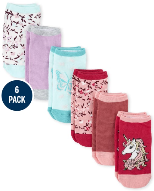 Girls Unicorn Ankle Socks 6-Pack