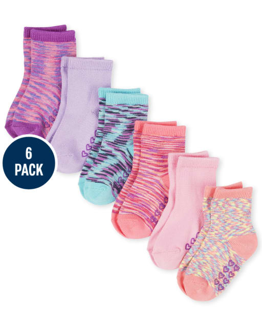 Calcetines midi súper suaves con tinte espacial para niñas pequeñas, paquete de 6