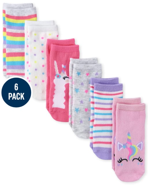 Paquete de 6 calcetines midi con unicornio arcoíris para niñas pequeñas
