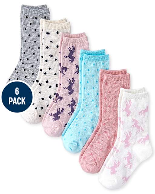 Lot de 6 paires de chaussettes licorne pour fille