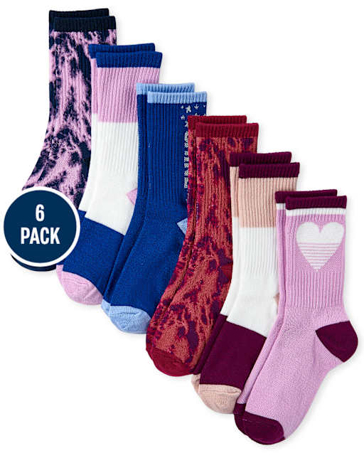 Paquete de 6 calcetines deportivos con efecto tie-dye para niñas