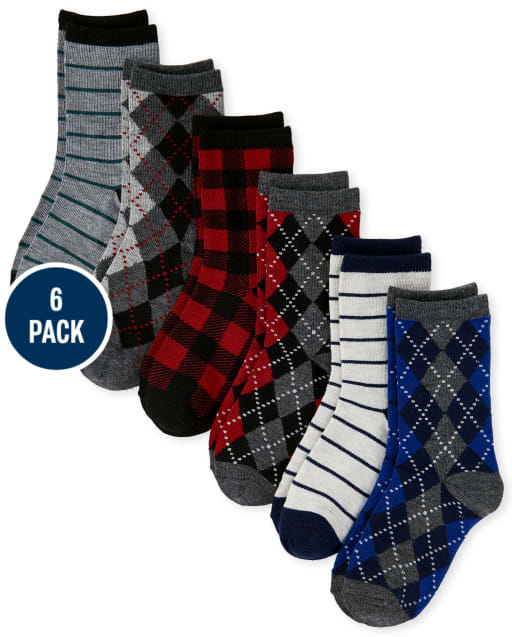 Calcetines Argyle Dressy para niño, paquete de 6