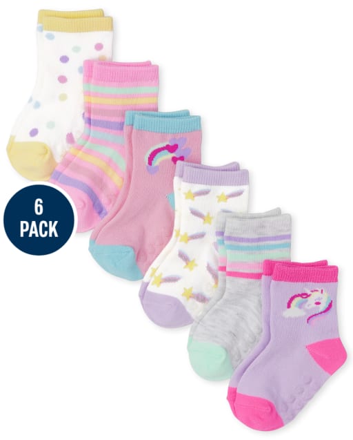 Toddler Girls Rainbow Midi Socks 6-Pack