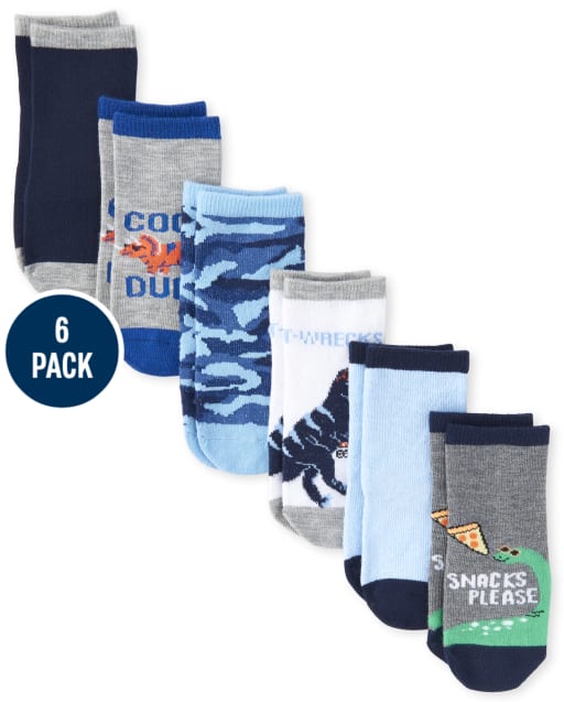 Lot de 6 chaussettes mi-longues Dino pour tout-petit garçon