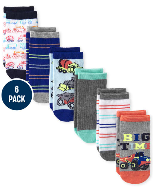 Calcetines tobilleros Truck para niños pequeños, paquete de 6